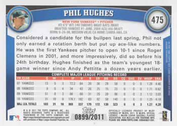2011 Topps - Gold #475 Phil Hughes Back