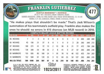 2011 Topps - Gold #477 Franklin Gutierrez Back