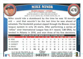 2011 Topps - Gold #478 Mike Minor Back