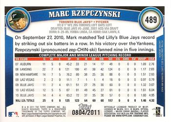 2011 Topps - Gold #489 Marc Rzepczynski Back
