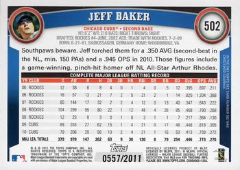 2011 Topps - Gold #502 Jeff Baker Back