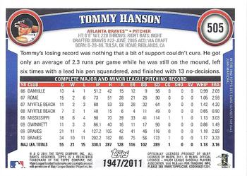 2011 Topps - Gold #505 Tommy Hanson Back