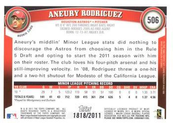 2011 Topps - Gold #506 Aneury Rodriguez Back
