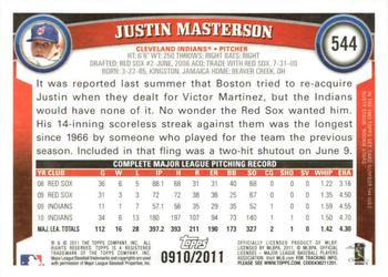 2011 Topps - Gold #544 Justin Masterson Back