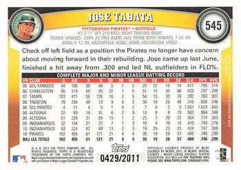 2011 Topps - Gold #545 Jose Tabata Back