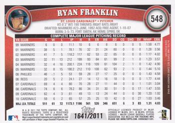 2011 Topps - Gold #548 Ryan Franklin Back
