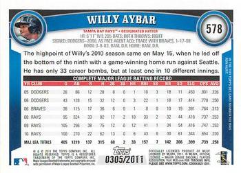 2011 Topps - Gold #578 Willy Aybar Back