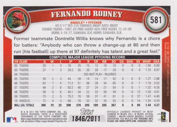 2011 Topps - Gold #581 Fernando Rodney Back