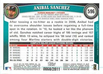 2011 Topps - Gold #596 Anibal Sanchez Back