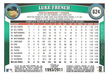2011 Topps - Gold #624 Luke French Back