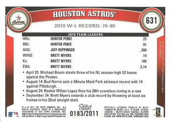 2011 Topps - Gold #631 Houston Astros Back