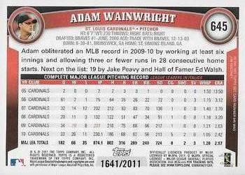 2011 Topps - Gold #645 Adam Wainwright Back