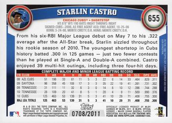 2011 Topps - Gold #655 Starlin Castro Back