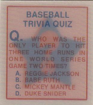 1986 Sportflics - Trivia Cards #1 Baseball Trivia Quiz Front