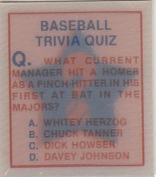 1986 Sportflics - Trivia Cards #5 Baseball Trivia Quiz Front