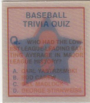 1986 Sportflics - Trivia Cards #6 Baseball Trivia Quiz Front