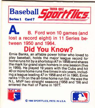 1986 Sportflics - Trivia Cards #7 Baseball Trivia Quiz Back