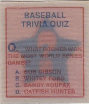 1986 Sportflics - Trivia Cards #7 Baseball Trivia Quiz Front