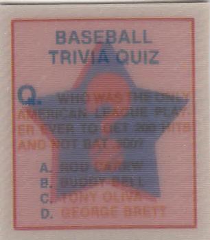 1986 Sportflics - Trivia Cards #8 Baseball Trivia Quiz Front