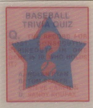 1986 Sportflics - Trivia Cards #11 Baseball Trivia Quiz Front