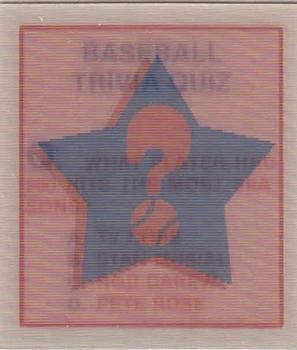 1986 Sportflics - Trivia Cards #16 Baseball Trivia Quiz Front