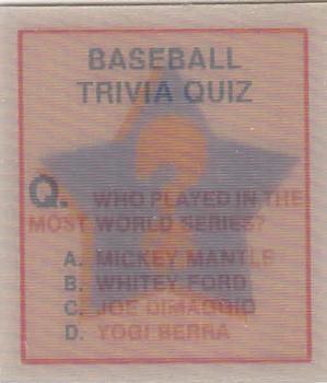 1986 Sportflics - Trivia Cards #18 Baseball Trivia Quiz Front