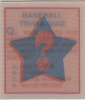 1986 Sportflics - Trivia Cards #23 Baseball Trivia Quiz Front