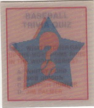 1986 Sportflics - Trivia Cards #24 Baseball Trivia Quiz Front