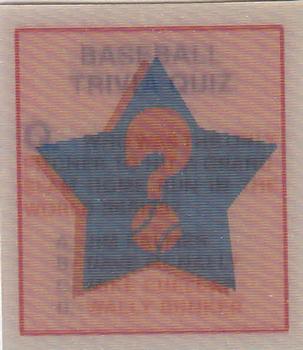 1986 Sportflics - Trivia Cards #25 Baseball Trivia Quiz Front