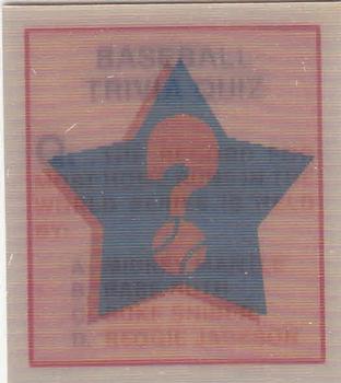 1986 Sportflics - Trivia Cards #29 Baseball Trivia Quiz Front