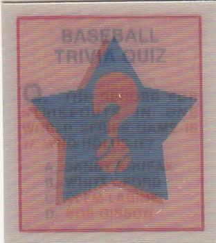 1986 Sportflics - Trivia Cards #30 Baseball Trivia Quiz Front