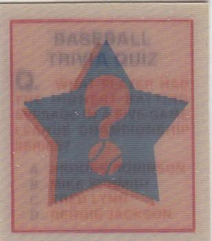 1986 Sportflics - Trivia Cards #33 Baseball Trivia Quiz Front