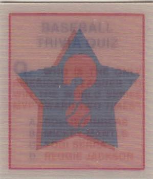 1986 Sportflics - Trivia Cards #37 Baseball Trivia Quiz Front