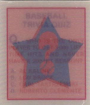 1986 Sportflics - Trivia Cards #44 Baseball Trivia Quiz Front