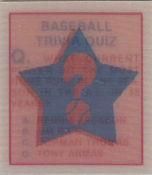 1986 Sportflics - Trivia Cards #55 Baseball Trivia Quiz Front