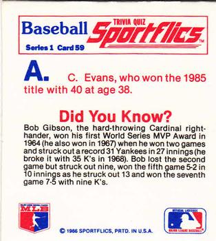 1986 Sportflics - Trivia Cards #59 Baseball Trivia Quiz Back
