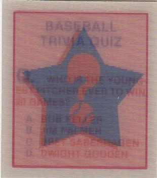 1986 Sportflics - Trivia Cards #61 Baseball Trivia Quiz Front