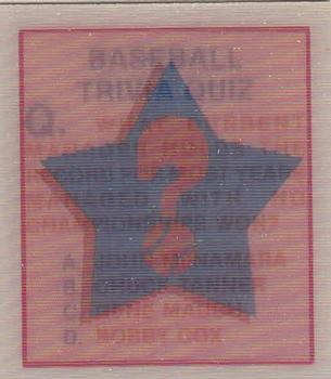 1986 Sportflics - Trivia Cards #63 Baseball Trivia Quiz Front