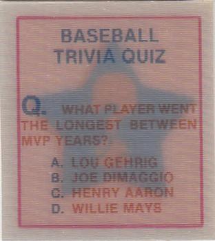 1986 Sportflics - Trivia Cards #92 Baseball Trivia Quiz Front