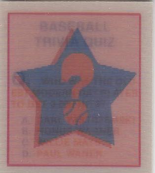 1986 Sportflics - Trivia Cards #105 Baseball Trivia Quiz Front