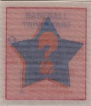 1986 Sportflics - Trivia Cards #107 Baseball Trivia Quiz Front
