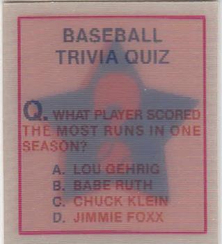 1986 Sportflics - Trivia Cards #108 Baseball Trivia Quiz Front