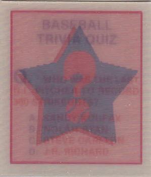 1986 Sportflics - Trivia Cards #111 Baseball Trivia Quiz Front