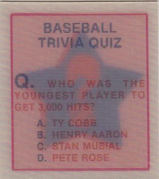 1986 Sportflics - Trivia Cards #112 Baseball Trivia Quiz Front