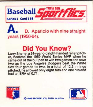 1986 Sportflics - Trivia Cards #118 Baseball Trivia Quiz Back