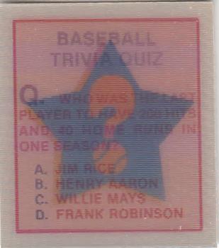 1986 Sportflics - Trivia Cards #119 Baseball Trivia Quiz Front