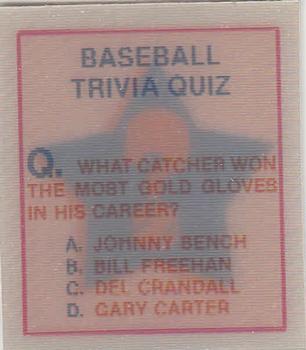 1986 Sportflics - Trivia Cards #121 Baseball Trivia Quiz Front