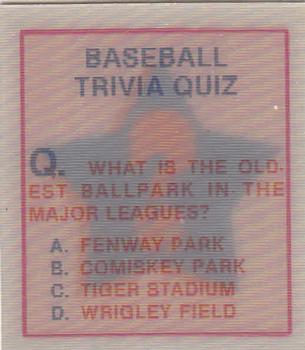 1986 Sportflics - Trivia Cards #127 Baseball Trivia Quiz Front
