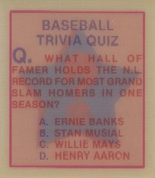 1986 Sportflics - Trivia Cards #58 Baseball Trivia Quiz Front