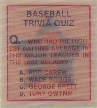 1986 Sportflics - Trivia Cards #117 Baseball Trivia Quiz Front